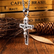 Boys Retro Cross Jesus Necklace Lettering