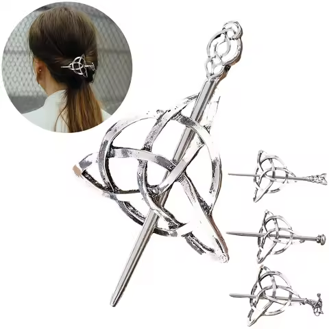 Celtic Knot Silver Hair Clips Vintage-Inspired Hair Claws for Women Symbolic Barrettes for Long Hair