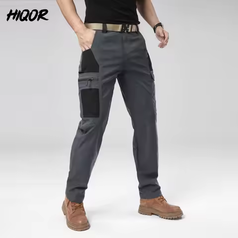 HIQOR Men's Summer Baggy Cargo Pants Male Outdoor Hiking Work Pants Man Trousers Cargo Straight Casu