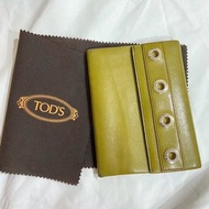 Tod’s品牌經典芥末黃牛皮皮夾短夾對折扣式錢包收藏