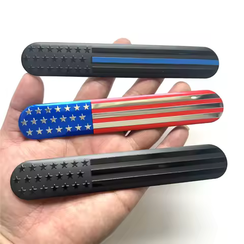 2Pcs 3D Metal Adhesive Sport Truck Car Badge USA American Metal Flag Auto Fender Emblem Embossed USA