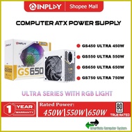 ◎ △ ◵ INPLAY GS450/GS550/GS650/GS750 ULTRA-SERIES RATED 80Plus ATX POWER SUPPLY