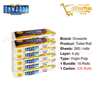 [CARTON] 3 PLY x 2600 Sheets | 8000 PLY | Onwards Bathroom Toilet Rolls Tissue Paper | Soft and Smoo