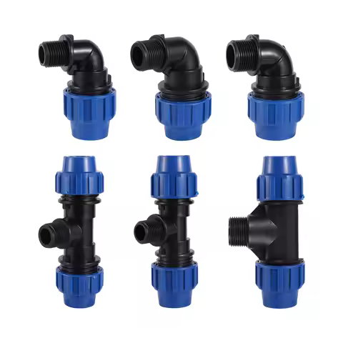 20/25/32mm to 1/2" 3/4" 1" Male PE Pipe Connector Adapter Elbow Tee Fittings Garden Agriculture Irri