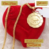 18K Saudi Gold Necklace with Queen Elizabeth Cameo Pendant Pawnable