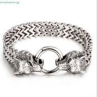MUSEWEAR Men Bracelet Punk Vintage Stainless Steel Viking Alloy Cool Guy Fashion Jewelry