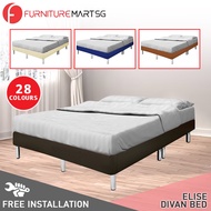 [FurnitureMartSG] Elise Divan Faux Leather Bed Frame in 12 Colours - All Sizes Available