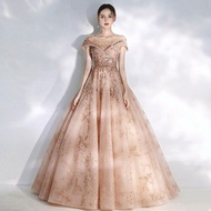 EAGLELY 2026 New Banquet Evening Dress Sequin Glitter Elegant Champagne Dinner Gown Bling Noble Long