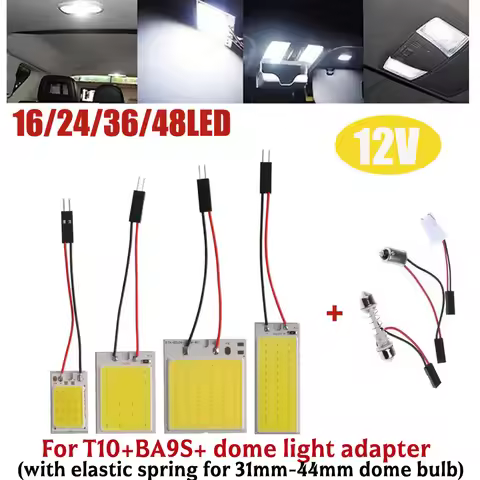 Efficiently Bright 6000K COB LED Light Panel For Car Ceilings Fits T10 Ba9s Sockets Perfectly With L