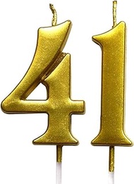 MAGJUCHE Gold 41st Birthday Numeral Candle, Number 41 Cake Topper Candles Party Decoration for Women