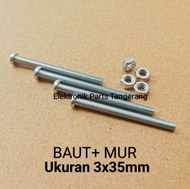 BAUT DAN MUR 3X35mm BAUT KIPAS FAN DC BAUT 3mm BAUT 35mm Baut 3x35mm BAUT FAN DC