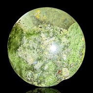 B09 雙發財8 綠幽靈 彩虹光 聚寶盆 水晶球 39mm 綠泥共生 聚財轉