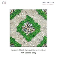 Keramik Lantai Motif Batu Rumput Emboss Matt 40x40 cm KIA Cordia Grey