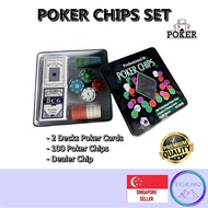 ⭐SG FLASH SALES⭐  POKER Chips Set/ With Poker Cards and Steel Tin Case/ Casino Gambling Chips