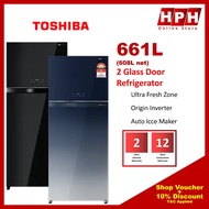 Toshiba 2 Door 5 Star Inverter Fridge Refrigerator 661L with Auto Ice Maker GR-AG66MA Peti Sejuk 冰箱