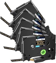 POPOBUY TZ TZe 12mm 0.47 inch Laminated Black Tape Compatible for Brother P Touch TZ334 TZ-334 TZe-3