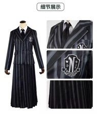 ชุดวันสัมภาระฮาโลวีน Wednesday Addams สำหรับเด็กผู้หญิง แขนขาด ขนปีกงู อุปกรณ์ตกแต่งผม ตัวละครการ์ตู