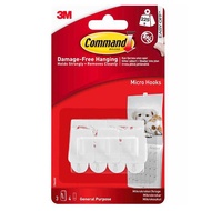 3M Command White Micro Hooks 3 Hooks 4 Strips 17066