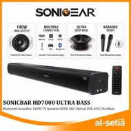 SONICGEAR SonicBar HD7000 Bluetooth Soundbar 140W TV Speaker HDMI ARC Optical USB AUX UltraBass Kara