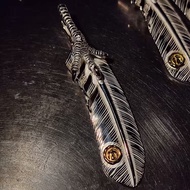 [Goros Handmade] Kenkikuchi Kenkikuchi Style XL Size Silver Claw Point Gold Feather Necklace Pendant