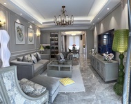 Three-Seater Sofa JY Art Style American Furniture Mori Impression Furniture High-End Gray Fabric Sof