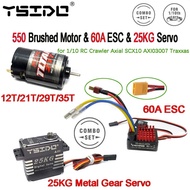 RC Car 550 Waterproof Brushed Motor 12/21/29/35T 60A-RTR ESC 25KG Servo Combo for 1/10 RC Crawler Ax