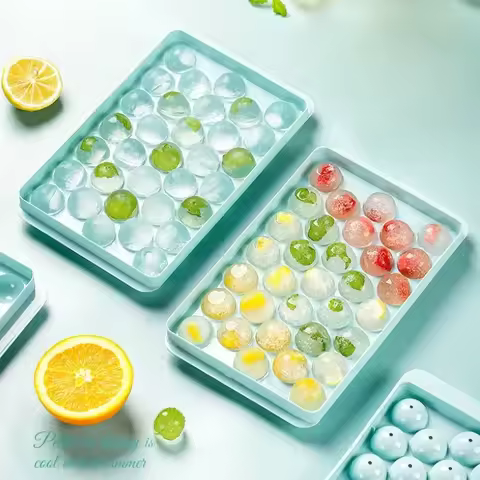 1PC 33 PP Food Grade Plastic Ice Cube Mold Household Frozen Ice Block Artifacts Food Grade Round Sph