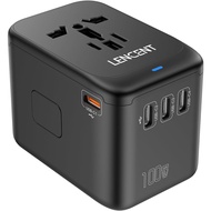 LENCENT 100W Universal Travel Adapter, GaN International Travel Adapter with 1 USB-A &amp; 4 Type C Power Adapter, Fast Char