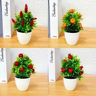 Plastic Artificial Trees In Pots Photo Props Multicolor Lifelike Elegant Fake Bonsai Home Decoration