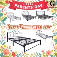 👍HF Queen/Single Metal Bed Double Deck Metal Bed Single Metal Bed With Foam Mattresses B