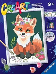 Ravensburger CreArt Series D Classic: Fox with Flowers, Paint by Numbers, Includes a Pre-Printed Cha
