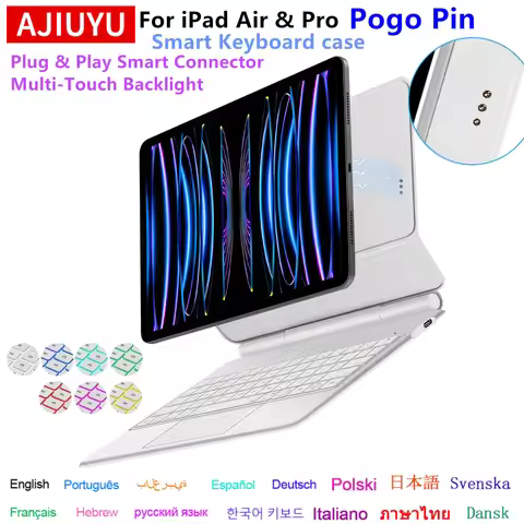 Pogo Pin Magic Keyboard For iPad Pro 11 12.9 Smart Case Keyboard Cover For iPad Air 11 13 M3/M4,Air 
