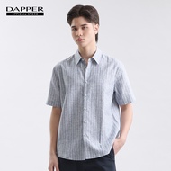 DAPPER เสื้อเชิ้ตแขนสั้น Striped Yarn Dyed Shirt สีฟ้า