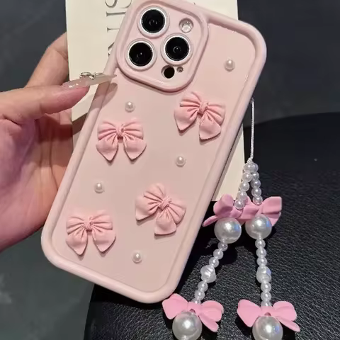 3D Bowknot Pearl Silicone Phone Case For Huawei Y6P Y7A Nova Y61 Y6 Y7 2019 Honor X9B 9X Pro Magic 7