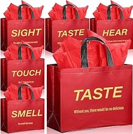 Sweetude 5 Pcs Gift Bags for Him Her Five Senses Gift Bag with Handles and Tissue Paper Non Woven To