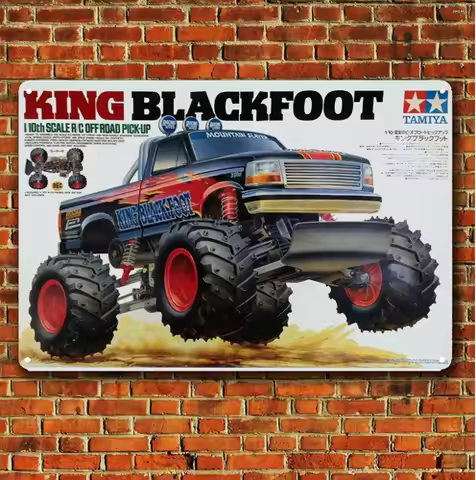 Y1,Metal Poster Rc Car Wall Deco Tin Sign Plaque Tamiya King Blackfoot -aluminum