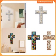[WishshopeehhhMY] Cross Wall Decor Religious Wall Cross Floral Pattern 2D Acrylic Art on Wood Flat W