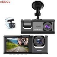 ADDOJMY Vehicle Recorder, IR Night Vision APP Control Car DVR,  HD Recording 3 Channels 360° View Ca