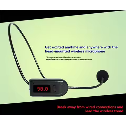 FM Wireless Microphone Headset Mic Megaphone 87Mhz-108Mhz For Speakers, Classroom Church Tour Guide