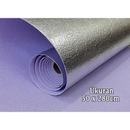 MW  PAKET 5 Pcs Wallpaper Linen Foam Roll Warna Ungu Muda 3D 50cm x 280cm Stiker Dekorasi Kamar