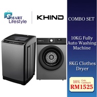 [COMBO SET] KHIND (10KG) WASHING MACHINE WM100A + (8KG) TUMBLE DRYER CD819