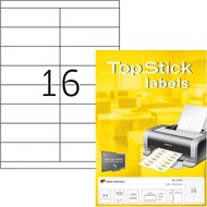 The Office shoppe-TopStick Self Adhesive Multipurpose Labels,16 Labels per A4 Sheet,100 Sheets,105 x