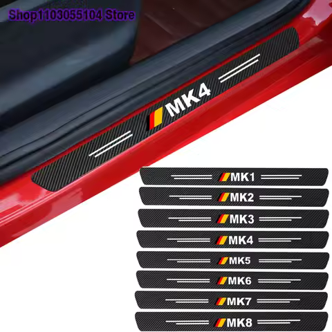 4pcs Carbon Fiber Car Door Sill Sticker Auto Threshold decoration For Volkswagen VW GOLF 4 5 6 7 MK7