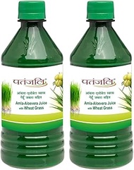 Patanjali Amla-Aloevera Juice with Wheatgrass Juice 500ml / 16.90 fl oz - (Pack of 2)