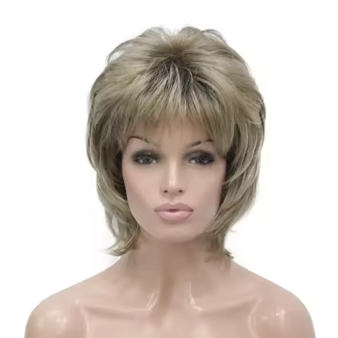 StrongBeauty Women Synthetic Wig Short Hair Auburn/Blonde Natural Wigs Capless Layered Hairstyles
