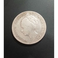 Ancient Dutch Silver Coin 1 Gulden 1929 Ratu Wilhelmina Original