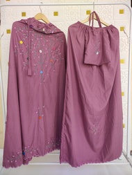 mukena aluna mukena dewasa bordir jumbo - dusty purple