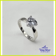 ● ◰ ◸ Unisilver 925 Sterling Heart Solitaire Engagement Ring (RS033-3001)