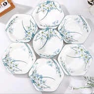 Golden daffodil hexagonal plate, plate set, plate combination, diamond-shaped plate, high-value bowl