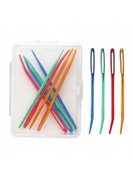 8入組塑料針編針毛線編織工具配件,帶盒子適用於兒童自製毛衣
